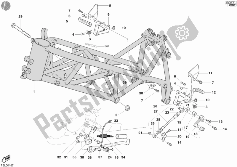 Alle onderdelen voor de Kader van de Ducati Superbike 998 S Bayliss 2002